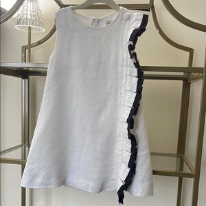 CARBON SOLDIER TODDLER GIRL Chic White Dress with Black Ruffle Accent SIZE 6